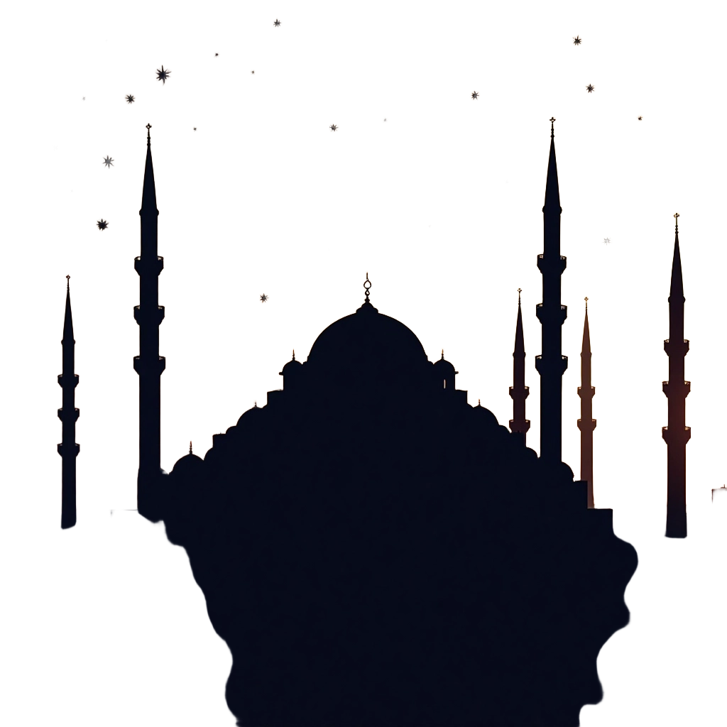 Silhouette of a Mosque at Night